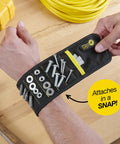 Magnetic Wristband For Tools With Fifteen Strong Magnets And Breathable Mesh Keeps Nuts, Bolts, And Screws Handy On The Job