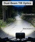 Ride-Ready Plug And Play LED Headlight Kit for Ebikes and Powersports illuminating forest path at night