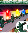 Heavy-Duty C7 C9 Christmas Light Spring Clips 100 Pack Universal Gutter Roof Clips 180-Degree Adjustable Quick Snap Hangers
