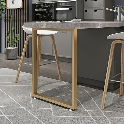 Two Pack Rock Solid Steel Table Legs For Custom Home Desks And Dining Tables With Hella Tough Matte Black Finish, shown under a marble surface.