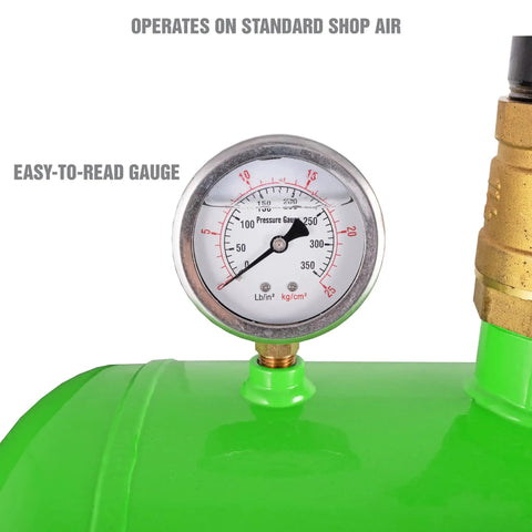 Pressure gauge on 5 Gallon Tire Bead Seater And Bead Blaster For 4 To 24.5 Inch Tires 150 PSI Capacity CE Certified Steel Tank