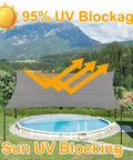 Six By Eight Foot Rectangle Sun Shade Sail Canopy For Outdoor Patio And Garden UV Block 96 Percent Breathable Fabric 185 GSM Gray