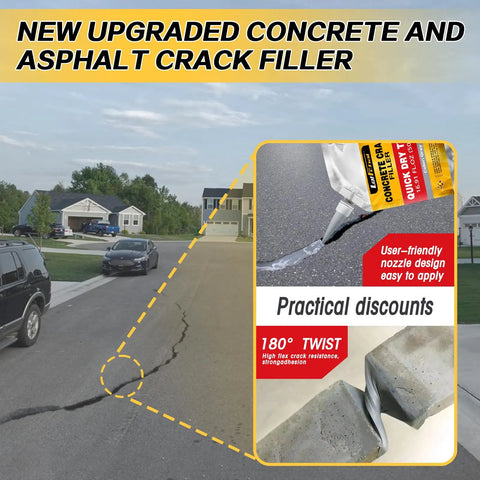 Concrete Crack Filler For Driveways And Sidewalks, Waterproof Quick Dry Sealant packaging and application on cracked driveway
