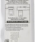 Back packaging of Metric Ratcheting Wrench To Square Drive Adapter Set with diagrams and instructions.