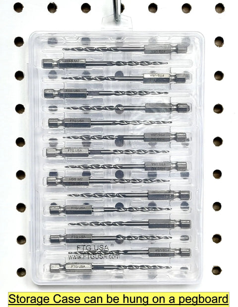 Workhorse Heavy Duty 16 Piece Parabolic Flute Drill Bit Set For Wood Number 6 Size Ninety Sixteenths Inch in clear plastic case.