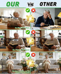 Comparison of real glass magnifying desk lamp with 3-in-1 LED lighting vs other lamp with glare and instability issues.
