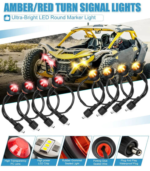 Plug And Play Universal UTV Turn Signal Kit With Horn And Rocker Switch Wiring Harness Pre Wired Blinker Street Legal For Polaris