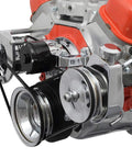Beefy Big Block Chevy BBC Alternator And Power Steering Pump Bracket Kit For Electric Water Pump on engine close-up