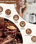 Electric Turkish Coffee Pot Maker 600ml For Camping Home And Travel, Brew Rich Turkish Coffee In 5 To 6 Cups, Dual Safety System