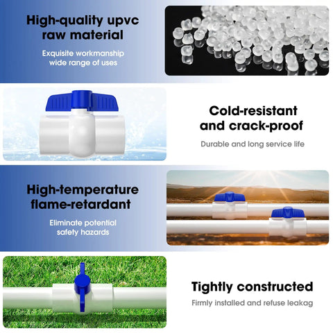 Three Quarter Inch PVC Ball Valve With Slip Connection SCH40 Easy Turn Blue T Handle for Water Lines and DIY Plumbing