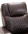 Dark brown faux leather Power Reclining Chair With USB Ports, Cupholders, LED Light, Storage Armrest detail view