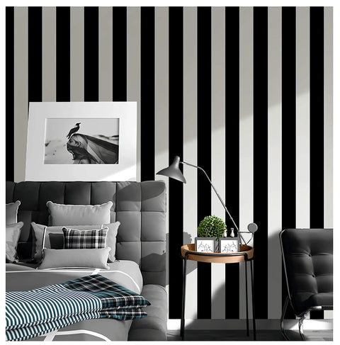 Black And White Stripe Peel And Stick Contact Paper Self-Adhesive Wallpaper Removable Wall Covering Modern Decor in bedroom