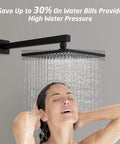 Matte Black Shower Faucet Set With Valve And Rain Shower Head No Fuss All In One Pressure Balance Shower System Easy Install Kit
