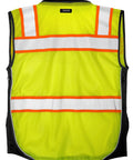 Mens Premium Surveyor Vest Class 2 Hi Vis Safety Vest showing back view with mesh, lime color, and reflective stripes.