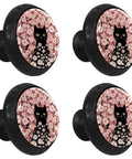 4 Pack Killer Look Pink Daisy And Kitty Crystal Glass Cabinet Knobs Built Tough For Kitchen Cupboards And Super Smooth Dresser Drawer Pulls - Decorative knobs featuring kitty design and floral pattern.