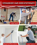 Professional Airless Paint Sprayer Pumping 3300 Psi And 0.47 GPM Flow Rate in use on large decks and home exteriors.