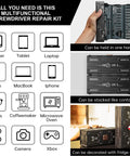 180 In 1 Computer Screwdriver Tool Kit With Magnetic Bits Case Pro Grade For Laptop iPhone MacBook PS5 Xbox RC Watches Jewelry Eyeglasses Repair Includes Precision Phillips Torx Flathead Tri Wing Hex Bits displayed with uses for electronics repair.