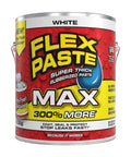 White Flex Paste Max container for waterproof paintable putty sealant that fills gaps and cracks in walls drywall concrete EPDM roofs and RVs blocks water and air like a champ UV resistant easy to paint white visible in image.