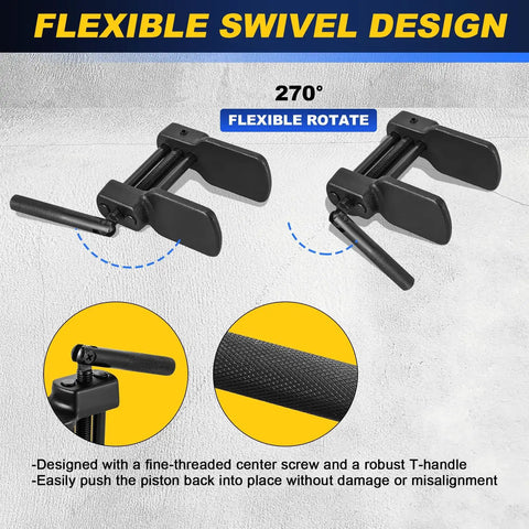 Heavy Duty Upgrade Disc Brake Pad Spreader Tool For Calipers, Universal Piston Separation And Brake Caliper Compression showing flexible swivel design.