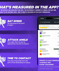 Softball Swing Analyzer And Batting Trainer With Real Time Feedback Swing Metrics Video Capture And Performance Tracking For GEN3 Sensor No Calibration Needed Game Changing app screen showing bat speed, attack angle, and time to contact