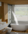Tub And Shower Faucet Set With Rain Shower Head Chrome Tub Spout Single Handle Trim Kit Valve Included High Pressure Rain Shower