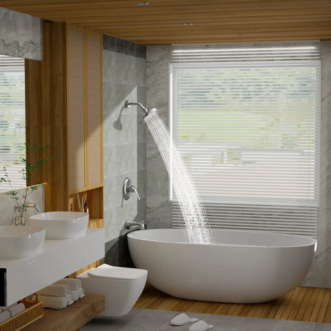 Tub And Shower Faucet Set With Rain Shower Head Chrome Tub Spout Single Handle Trim Kit Valve Included High Pressure Rain Shower