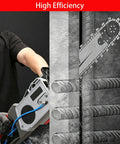Powerful 5800W 6500W Electric Concrete Saw With Water Fed Dust Suppression cutting through reinforced concrete and rebar.