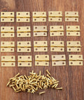 20 Pack Decorative Jewelry Box Hinges For Small Wood Boxes 18x16mm Mini Cabinet Hinges With Screws, easy install shown on wood surface
