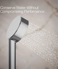 Awaken G90 Three Function Handshower 1.5 GPM Polished Chrome spraying water against a marble background
