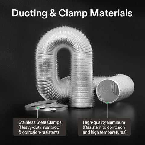 2 Pack 4 Inch Flex Air Aluminum Ducting For Dryer Venting 25 Feet Easy Install Heavy Duty Vent Hose With Stainless Clamps