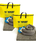 Universal Spill Kit For Vehicles, Industrial And Restaurant Use, OSHA Compliant Pro Grade Emergency Cleanup For Chemicals, Water, Bodily Fluids And More, 2 Pack with yellow bags, pads, and socks.