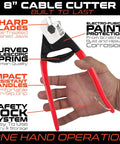 Heavy Duty 8 Inch Wire Rope Cutter for DIY Projects Railing Decking and Bicycle Cable Use No Sweat One Hand Operation Steel Cable Cutter