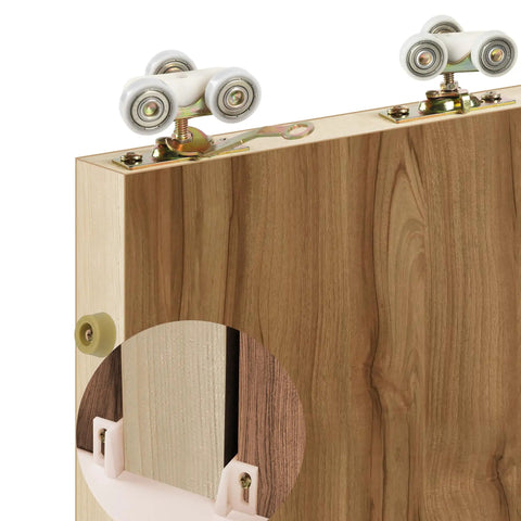 Pocket Door Hanger Commercial Grade Fits Johnson 1125 And Upgraded 1500 Hardware Kit with 1-Inch Nylon Ball Bearing Wheels on Wood Door