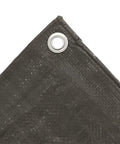 Corner of 16 By 20 Foot Plastic Reversible Heavy Duty Tarp Laminated On Both Sides Dark Gray For Camping with edge grommet