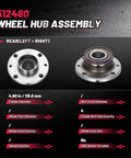 Street Tough Wheel Bearing And Hub Assembly For Fiat 500 Rear Left Right 4 Bolt Direct Bolt On Drop In Replacement No Abs Sensor - flange and bolt details