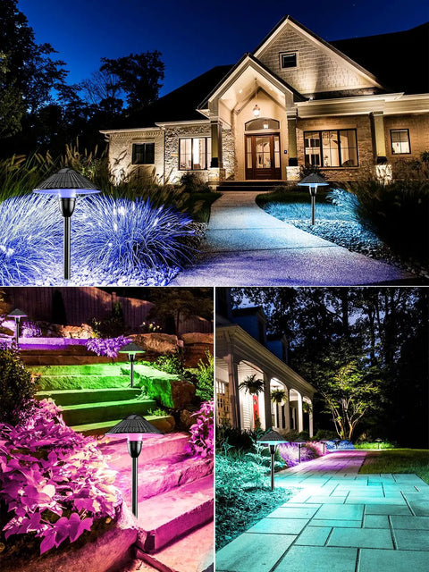 Low Voltage RGBW Landscape Lighting System 5W Color Changing Pathway Lights 12 To 24V Waterproof LED Yard Garden Walkway Set 12 Pack