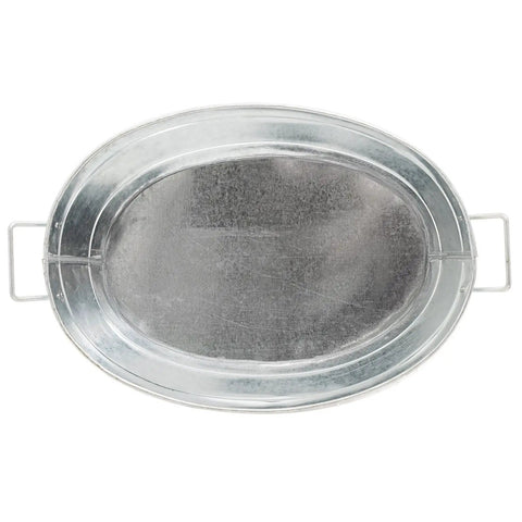 Top view of Large Galvanized Steel Oval Tub For Farmhouse Decor And Garden Use Handmade Metal Tub With Rustic Charm Perfect For Planters