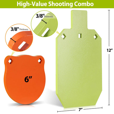 AR500 Steel Shooting Targets Combo Three Eighths Inch Thick Built Tough For 6 Inch And 7x12 Inch Laser Cut Metal Targets