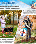 Adjustable Metal Leaf Rake With Expandable 8 To 17 Inch Head And 45 Inch Collapsible Heavy Duty Handle For Easy Yard Cleanup in use