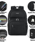 Black Insulated Cooler Backpack With Leakproof Dual Deck Design For Men And Women RFID Lunch Backpack with multiple pockets.