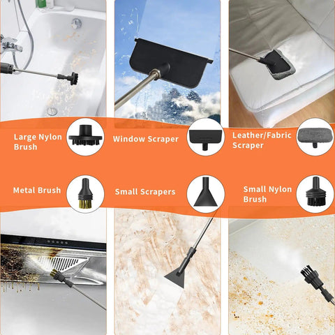 Hi-Temp Handheld Steam Cleaner 2500W With 3 Bar Pressure And 221F Quick Heat 1.7L Tank with various cleaning attachments