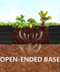 Open-ended base of Two Pack Galvanized Raised Garden Beds 8x2x1 Ft Steel Planter Boxes for Vegetables Backyard Patio Easy To Assemble