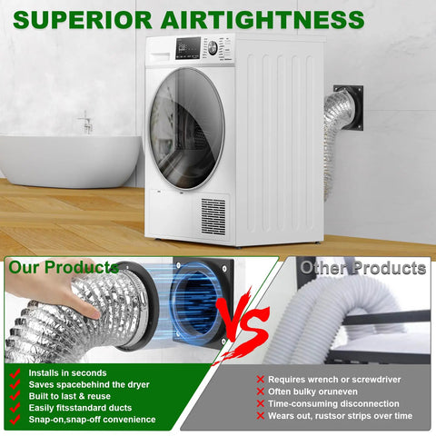 Magnetic Dryer Vent Connector Kit With Quick Connect And Self Aligning Magnets, Airtight Seal For Tight Spaces versus other products.