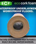 Pro Grade Cork Foam Floor Underlayment Roll With 250 Square Feet Of Coverage And Built In Vapor Shield viewed rolled up.