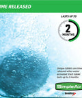 Drain Line Clean Flow Tabs dissolving in water for AC units and HVAC systems, time-release lasts up to 2 months.