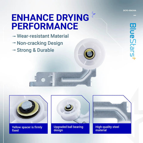 Upgraded Dryer Belt Kit With Dual Ball Bearings Idler Pulley And Sturdy Clip; wear-resistant design details