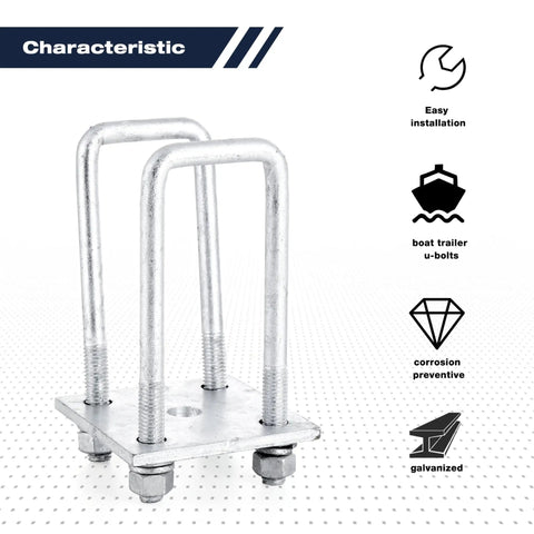 Heavy Duty Hot Dip Galvanized Square U Bolt Kit for 2x2 Trailer Axles with installation and prevention features