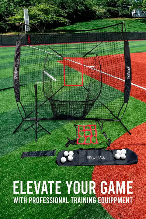 Pro Grade Baseball Practice Net Set For Batting And Pitching Portable Batting Cage With Hitting Net on sports field