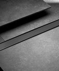 36 Inch Stainless Steel Linear Shower Drain With Tile Insert Tray And Flat Cover in matte black finish