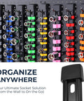 Nine Piece Socket Organizer Set Pro Grade Heavy Duty ABS Rail With End Caps For Easy Clip Adjustment Fits Most Brands